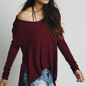 COPY - Free People Burgundy Thermal V-neck Sweater